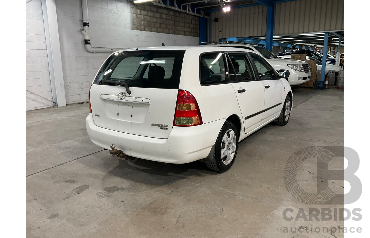 05/2005 Toyota Corolla Ascent ZZE122R 4d Wagon White 1.8L