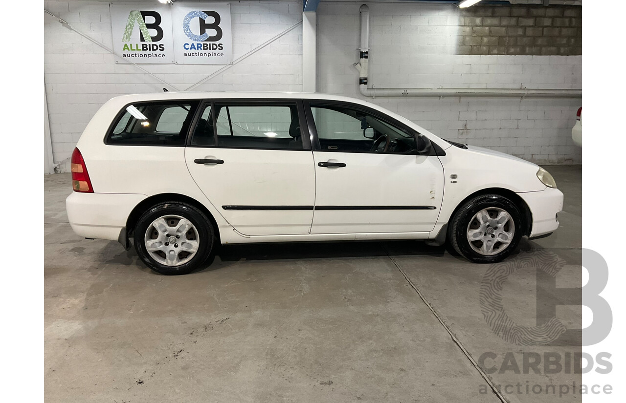 05/2005 Toyota Corolla Ascent ZZE122R 4d Wagon White 1.8L