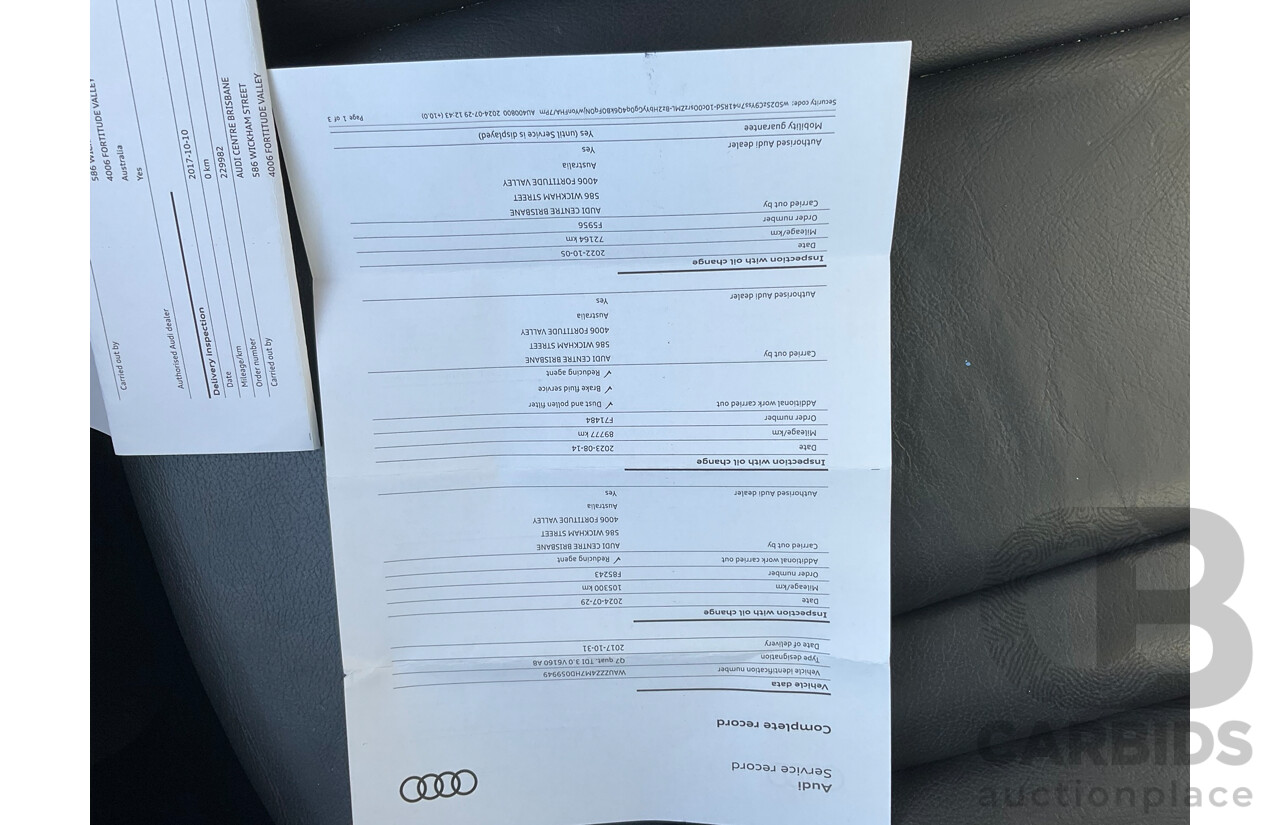 09/2017 Audi Q7 3.0 TDI Quattro AWD 4M MY17 4d Wagon Ocra Black Metallic Turbo Diesel 3.0L - 7 Seater