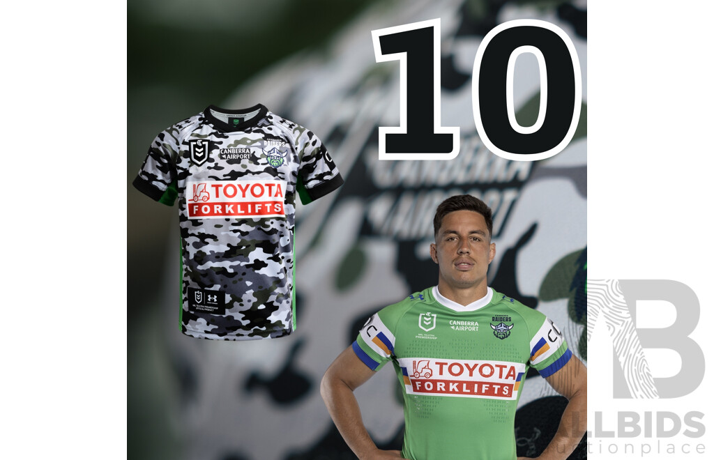 10. Joseph Tapine - Match Worn and Signed Canberra Raiders 2026 ANZAC Round Jersey - Round 8 v Tigers - Proceeds towards the Raiders Foundation for HMAS Harman Charities of Choice