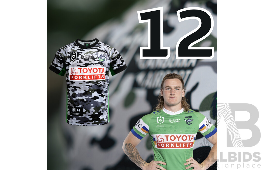12. Noah Martin - Match Worn and Signed Canberra Raiders 2026 ANZAC Round Jersey - Round 8 v Tigers - Proceeds towards the Raiders Foundation for HMAS Harman Charities of Choice