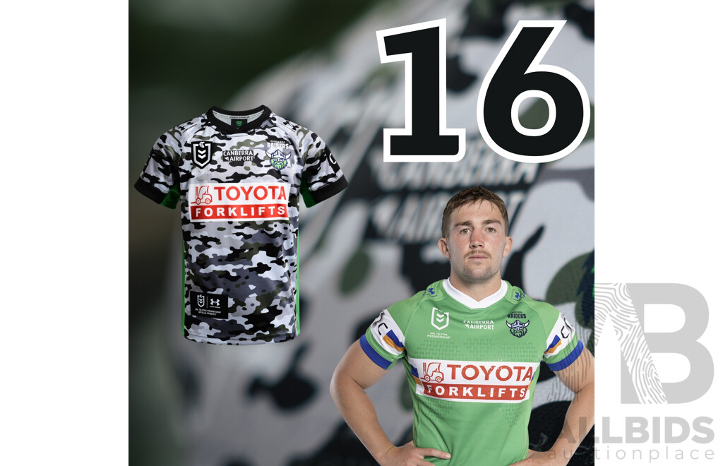 16. Joe Roddy - Match Worn and Signed Canberra Raiders 2026 ANZAC Round Jersey - Round 8 v Tigers - Proceeds towards the Raiders Foundation for HMAS Harman Charities of Choice