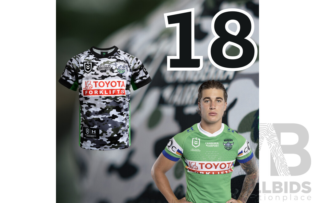 18. Chevy Stuart - Match Worn and Signed Canberra Raiders 2026 ANZAC Round Jersey - Round 8 v Tigers - Proceeds towards the Raiders Foundation for HMAS Harman Charities of Choice