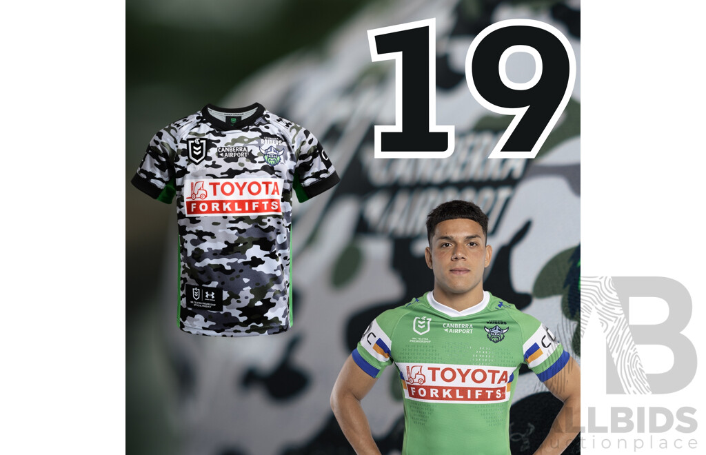 19. Savelio Tamale - Match Worn and Signed Canberra Raiders 2026 ANZAC Round Jersey - Round 8 v Tigers - Proceeds towards the Raiders Foundation for HMAS Harman Charities of Choice