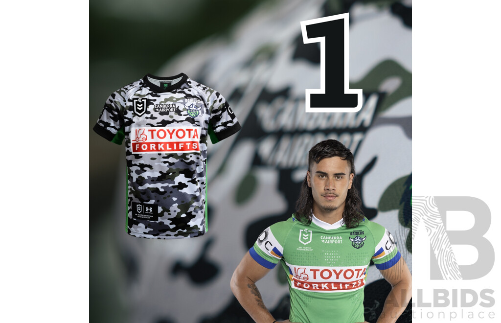 1. Kaeo Weekes - Match Worn and Signed Canberra Raiders 2026 ANZAC Round Jersey - Round 8 v Tigers - Proceeds towards the Raiders Foundation for HMAS Harman Charities of Choice