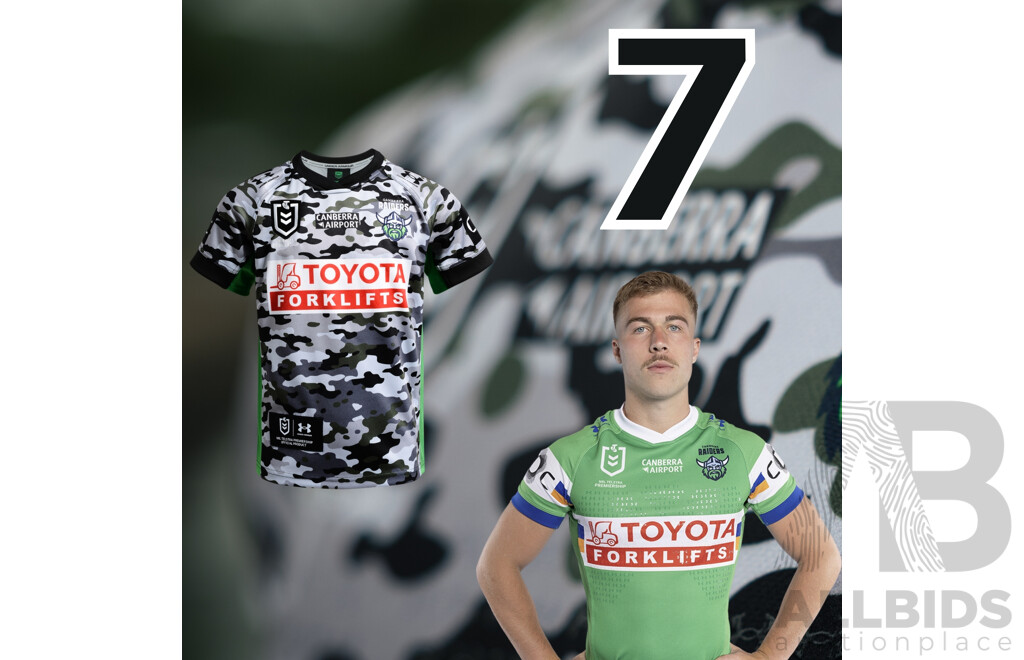 7. Ethan Sanders - Match Worn and Signed Canberra Raiders 2026 ANZAC Round Jersey - Round 8 v Tigers - Proceeds towards the Raiders Foundation for HMAS Harman Charities of Choice