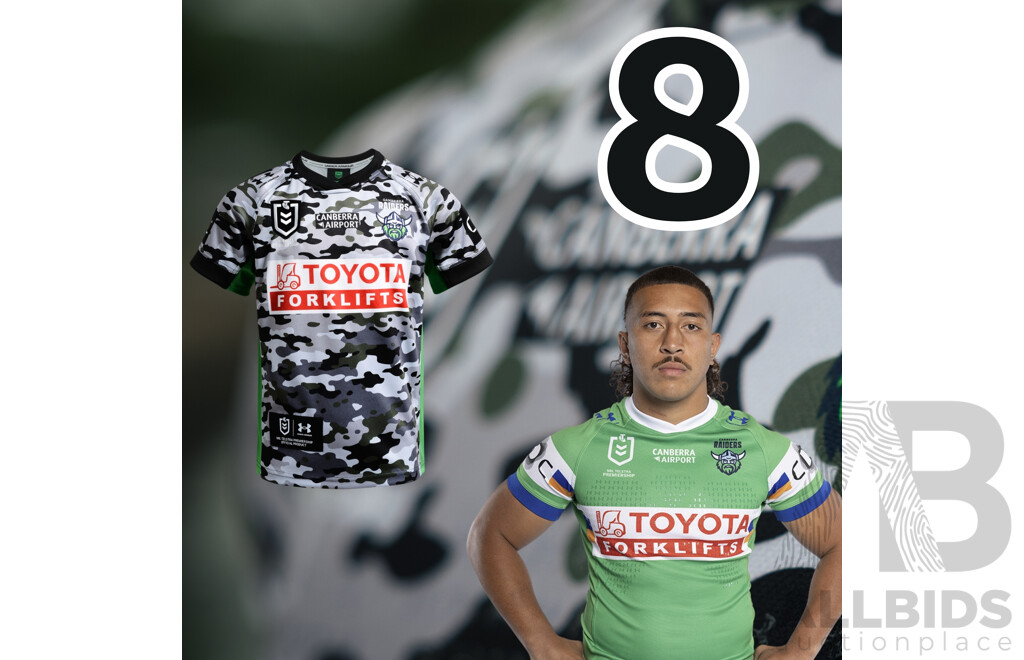 8. Ata Mariota - Match Worn and Signed Canberra Raiders 2026 ANZAC Round Jersey - Round 8 v Tigers - Proceeds towards the Raiders Foundation for HMAS Harman Charities of Choice