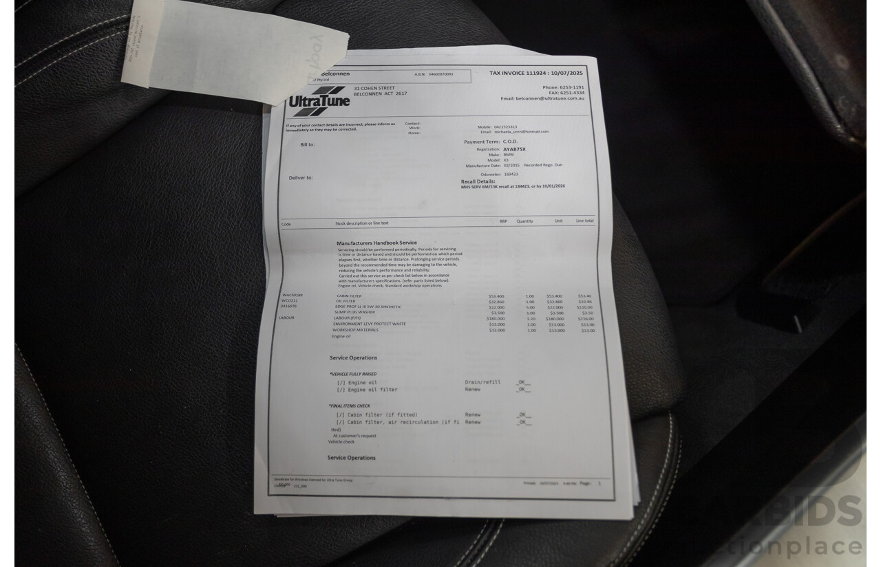 2/2015 BMW X3 xDrive20d M-Sport Pack (AWD) F25 LCI MY15 4d Wagon Space Grey Metallic Turbo Diesel 2.0L