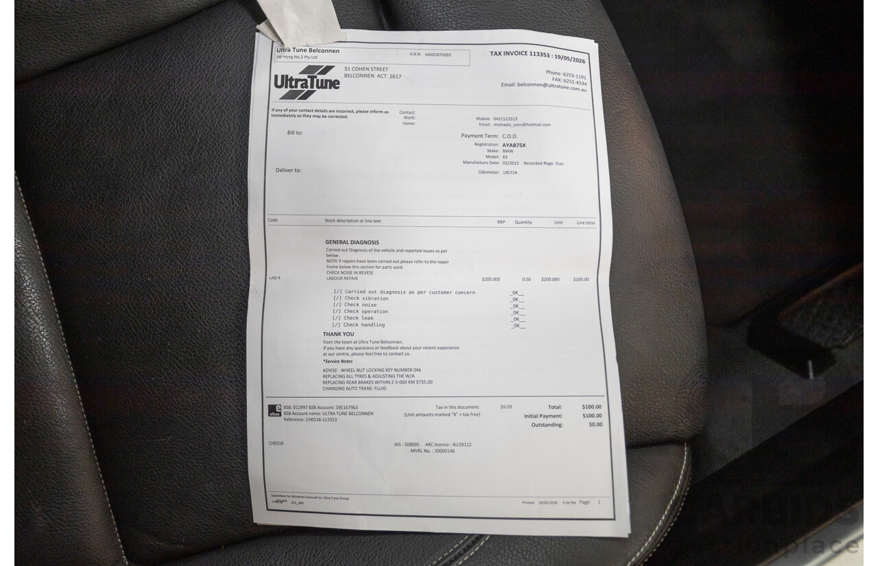2/2015 BMW X3 xDrive20d M-Sport Pack (AWD) F25 LCI MY15 4d Wagon Space Grey Metallic Turbo Diesel 2.0L