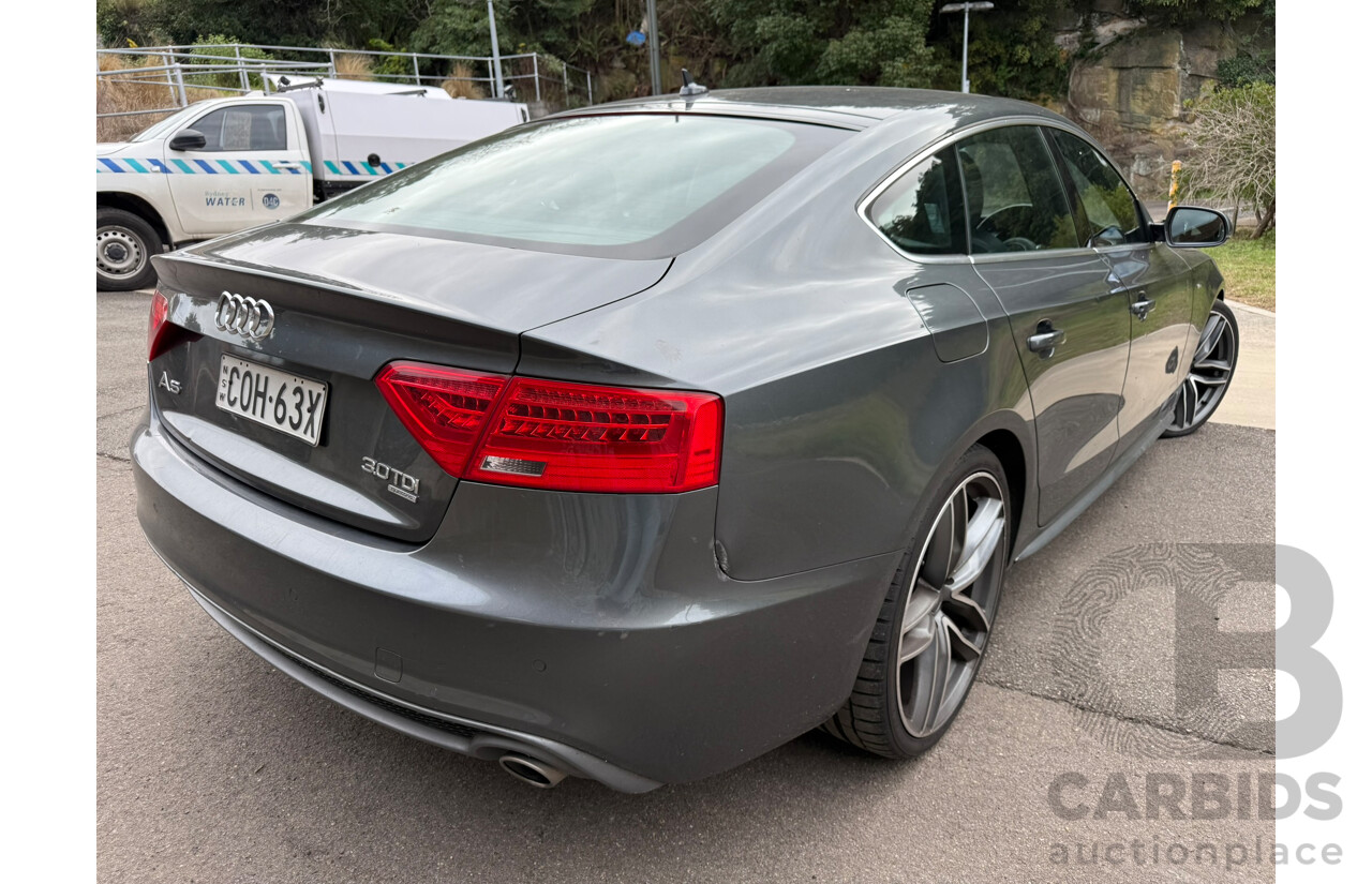 10/2012 Audi A5 SPORTBACK 3.0 TDI QUATTRO (AWD) 8T MY12 5D Hatchback Daytona Gray Pearlescent Turbo Diesel 3.0L