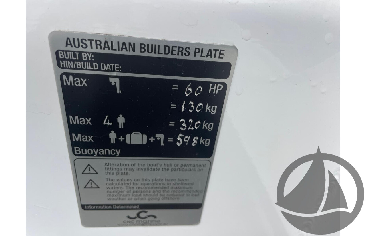 NO RESERVE - 2024 CNC Marine Custom DG Aluminium 4.8m Runabout Boat, 75hp Mercury