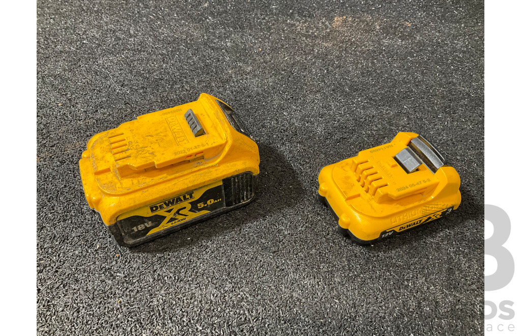 DeWalt XR 18V 5.0Ah Battery and 12V 3.0Ah Battery - Lot of 2