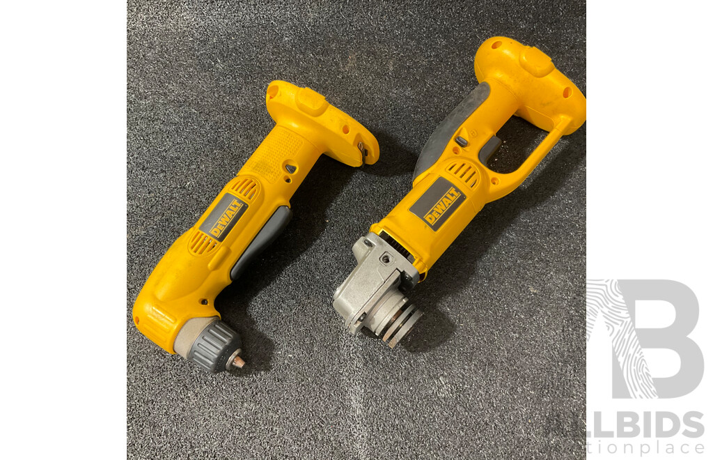 DEWALT (DC410) 18V Cut Off Tool, DEWALT (DW960) 18V Right Angle Drill Driver - Lot of 2