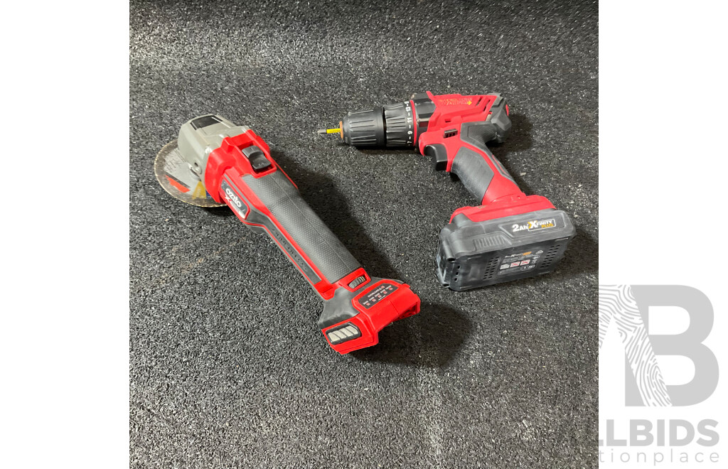 OZITO PXC 18V (PXBVAGS-125) Brushless Angle Grinder, WORKZONE TITANIUM+ (TI60102) Cordless Drill Including 2.0Ah Battery