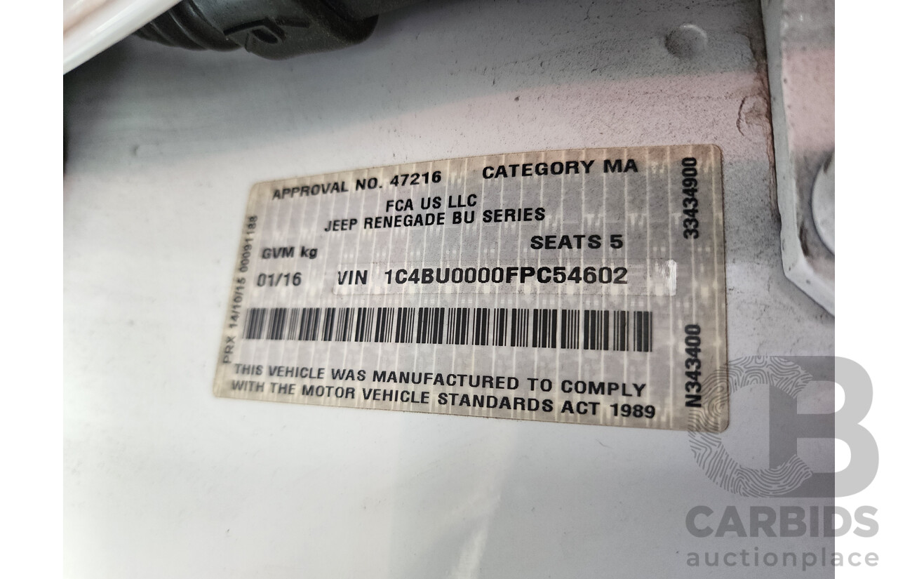 01/2016 Jeep Renegade Trailhawk BU 4d Wagon White 2.4L