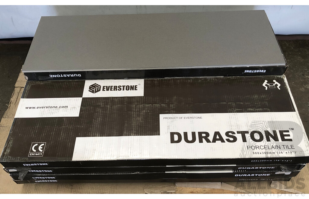 Durastone Ash Grey Polished 300mm X 900mm Porcelain Wall/Floor Tiles - 10.8m2 - Brand New - ORP $702.00