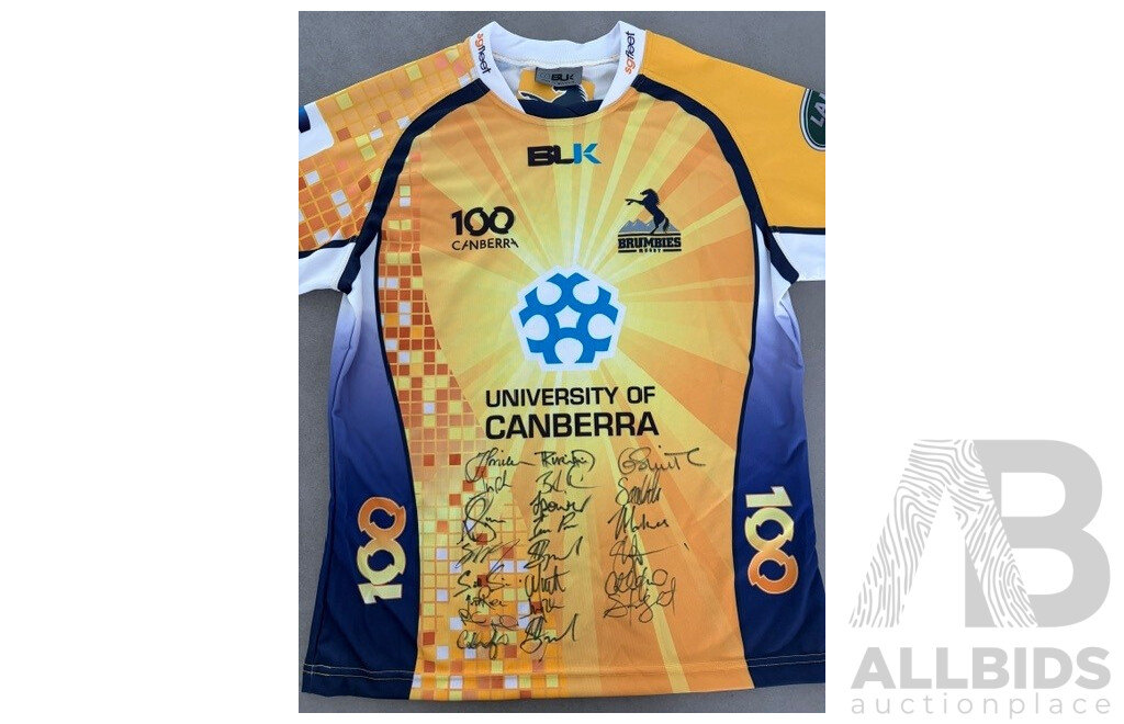 2013 Signed ACT Brumbies Canberra Centenary Commemorative Gold Jersey