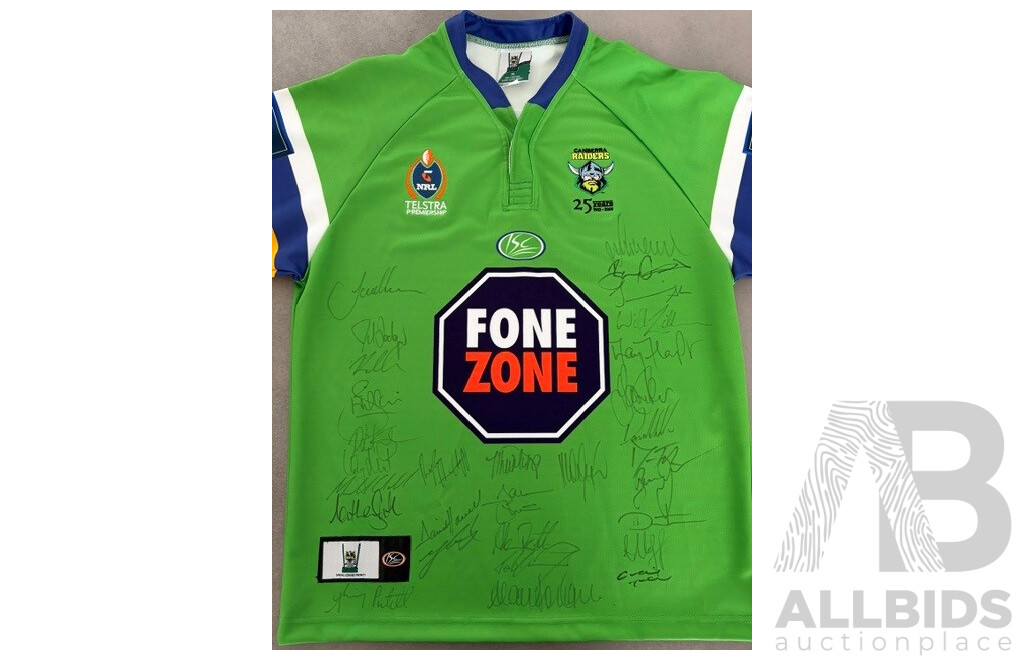 2006 Signed Canberra Raiders 25th Anniversary Jersey