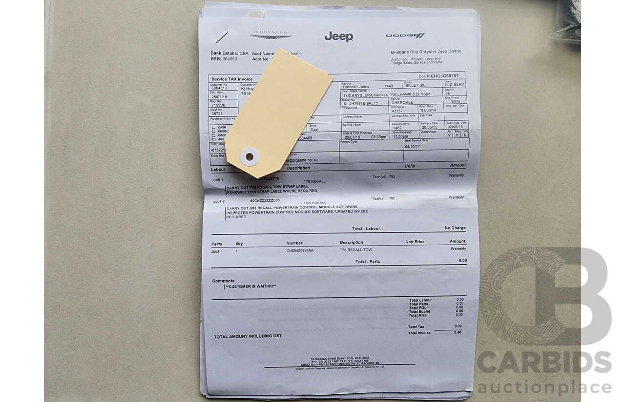 08/2014 Jeep Cherokee Trailhawk (4x4) KL 4D Wagon Billet Silver Metallic 3.2L