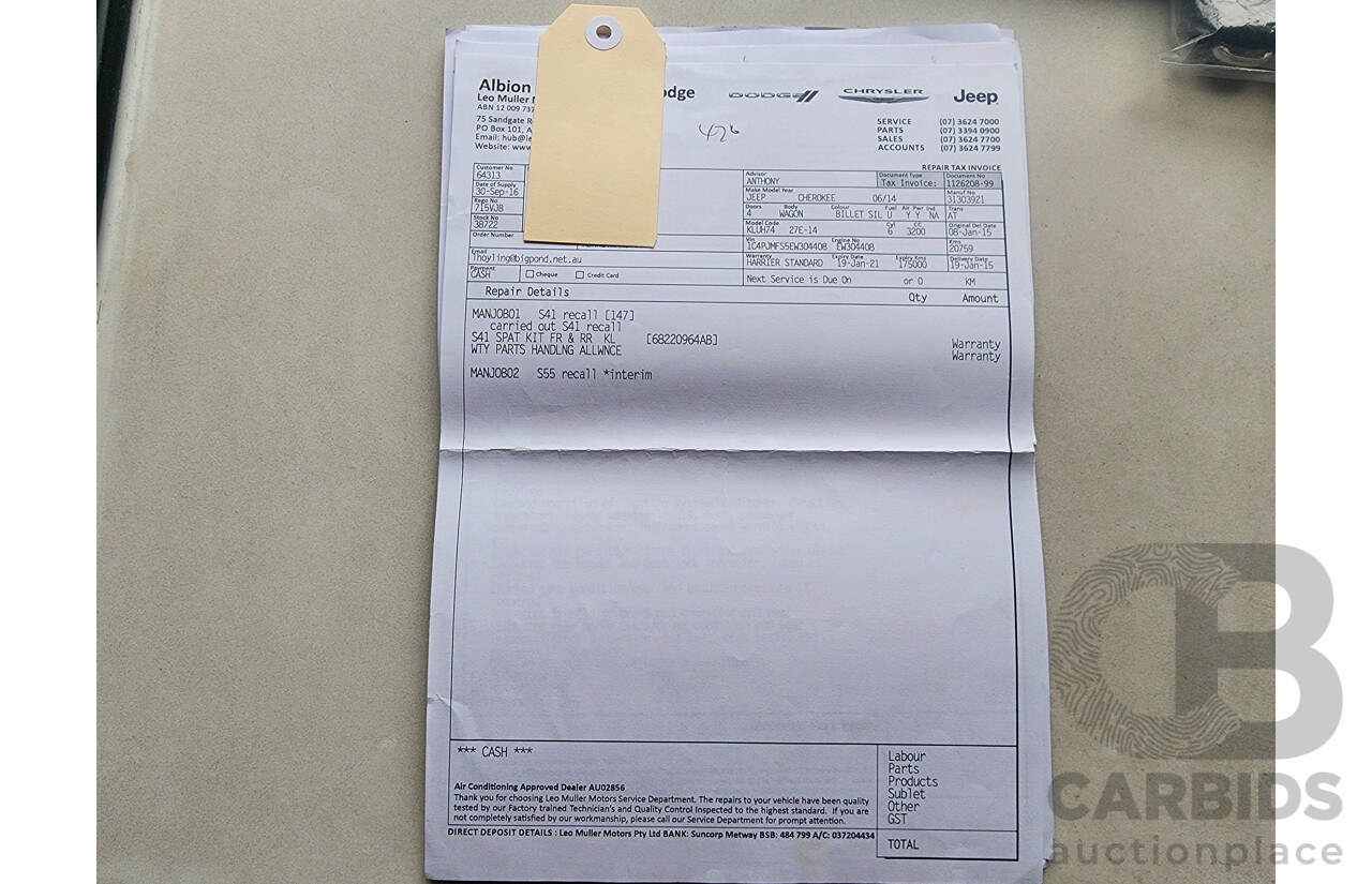 08/2014 Jeep Cherokee Trailhawk (4x4) KL 4D Wagon Billet Silver Metallic 3.2L