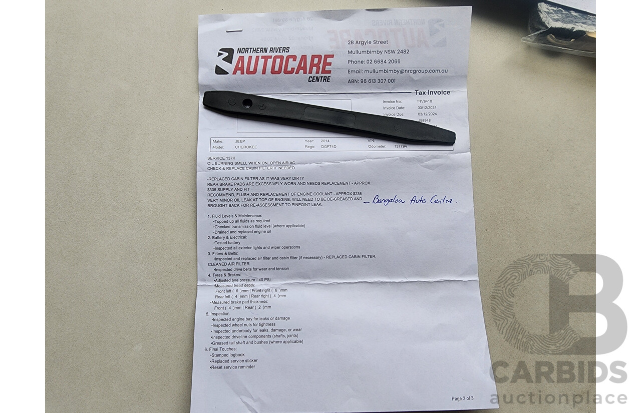 08/2014 Jeep Cherokee Trailhawk (4x4) KL 4D Wagon Billet Silver Metallic 3.2L