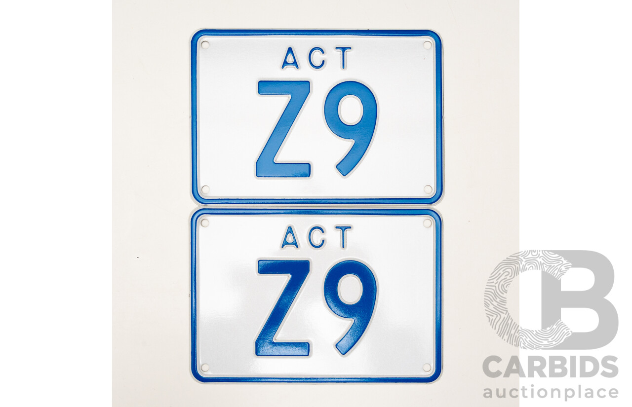 ACT 2 Character Motor Vehicle Number Plate - Z9