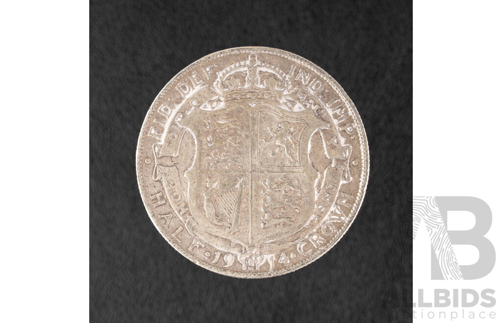 Great Britain 1914 KGV Silver Half Crown .925