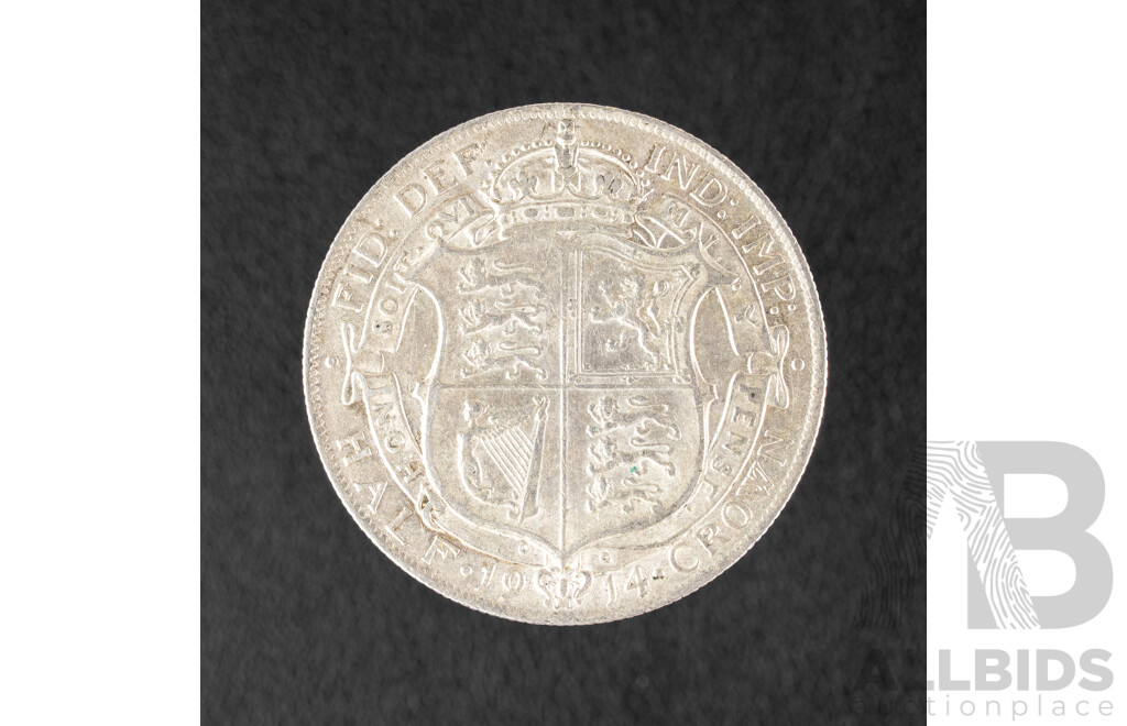 Great Britain 1914 KGV Silver Half Crown .925