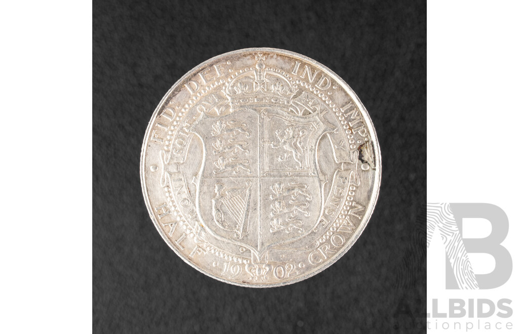 Great Britain 1902 KEVII Silver Half Crown .925
