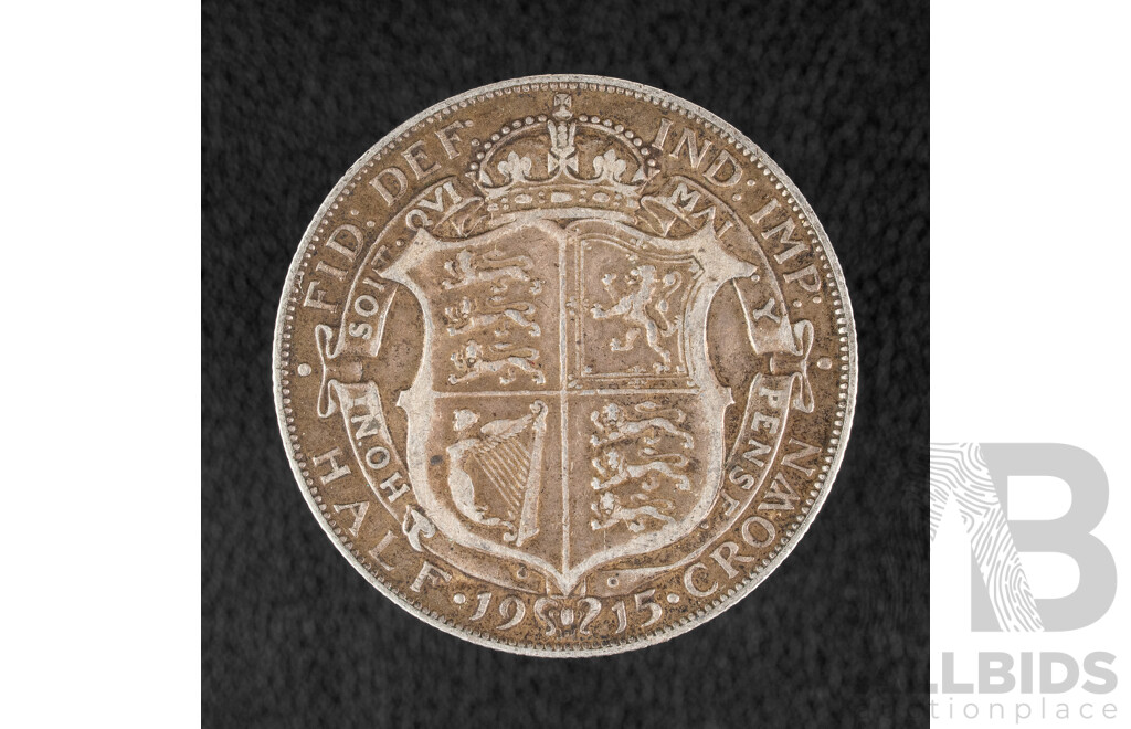 Great Britain 1915 KGV Silver Half Crown  .925