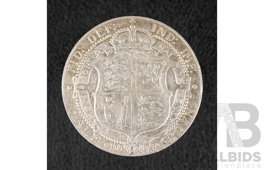 Great Britain 1909 KEVII Silver Half Crown  .925