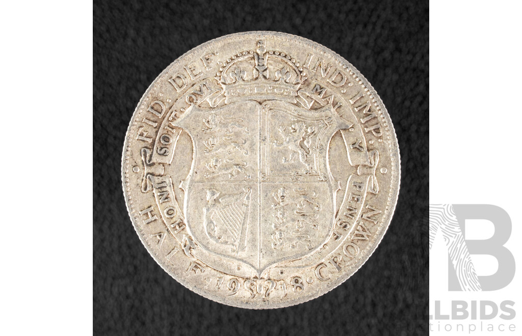 Great Britain 1918 KGV Silver Half Crown .925