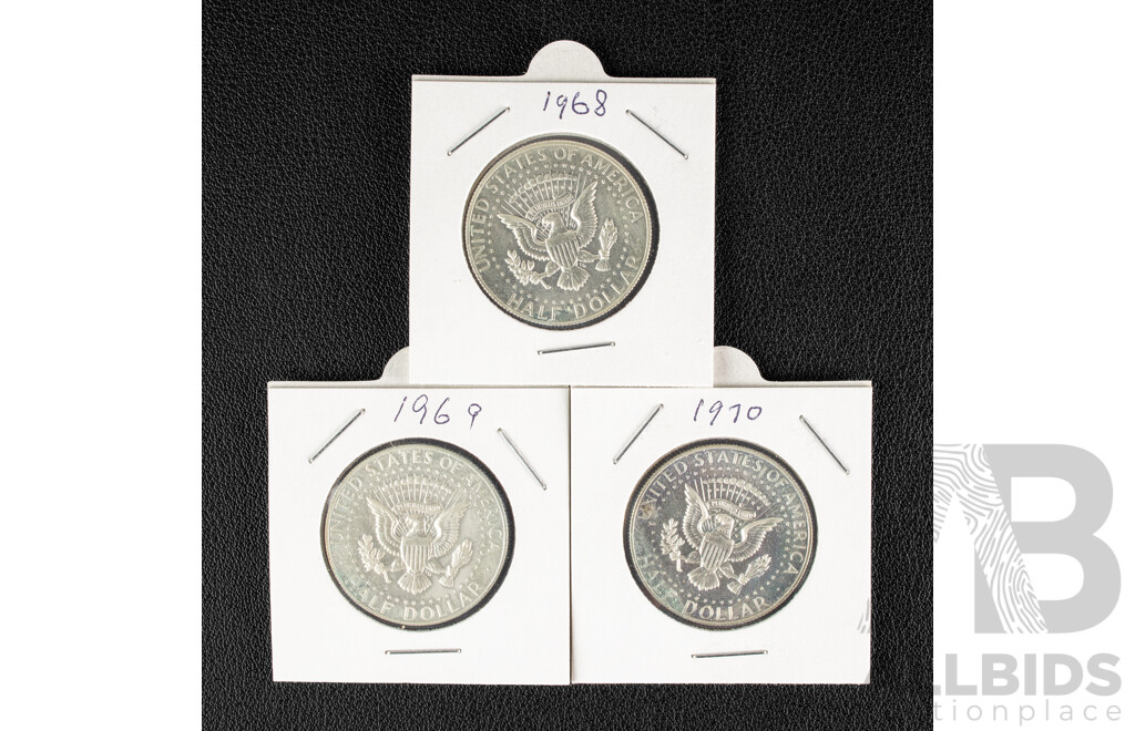 USA UNC 1968 1969 1970 Silver Kennedy Half Dollars