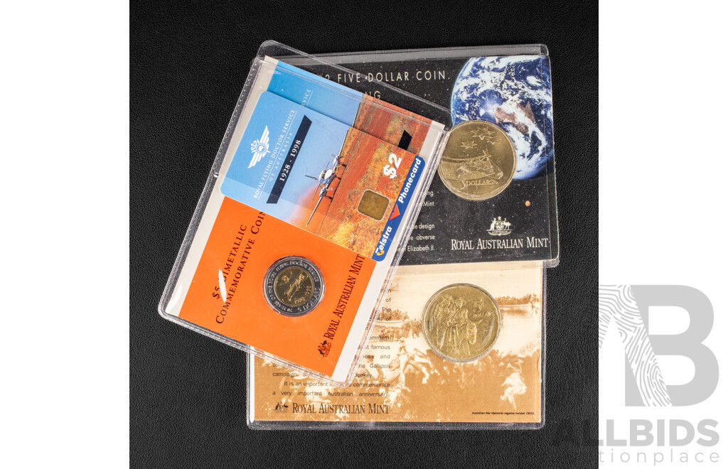 Three Australian Five Dollar Coins 1990, 1992, 1998