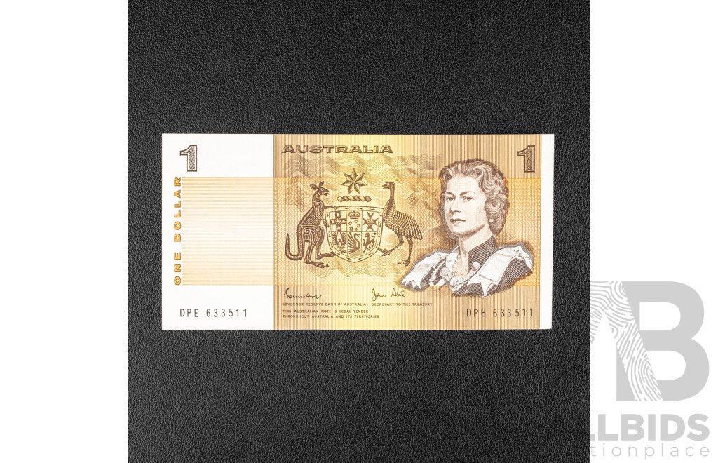 Australian 1982 UNC One Dollr Note, Johnston/Stone R78, DPE 633511