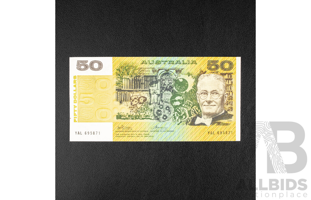 Australian 1973 A/UNC Fifty Dollar Note, Phillips/Wheeler
