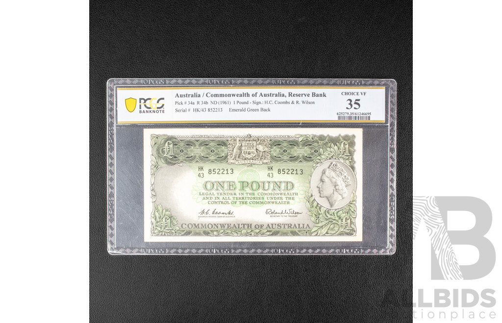 Australian 1961 One Pound Note, Coombs/Wilson, Graded Choice Very Fine.