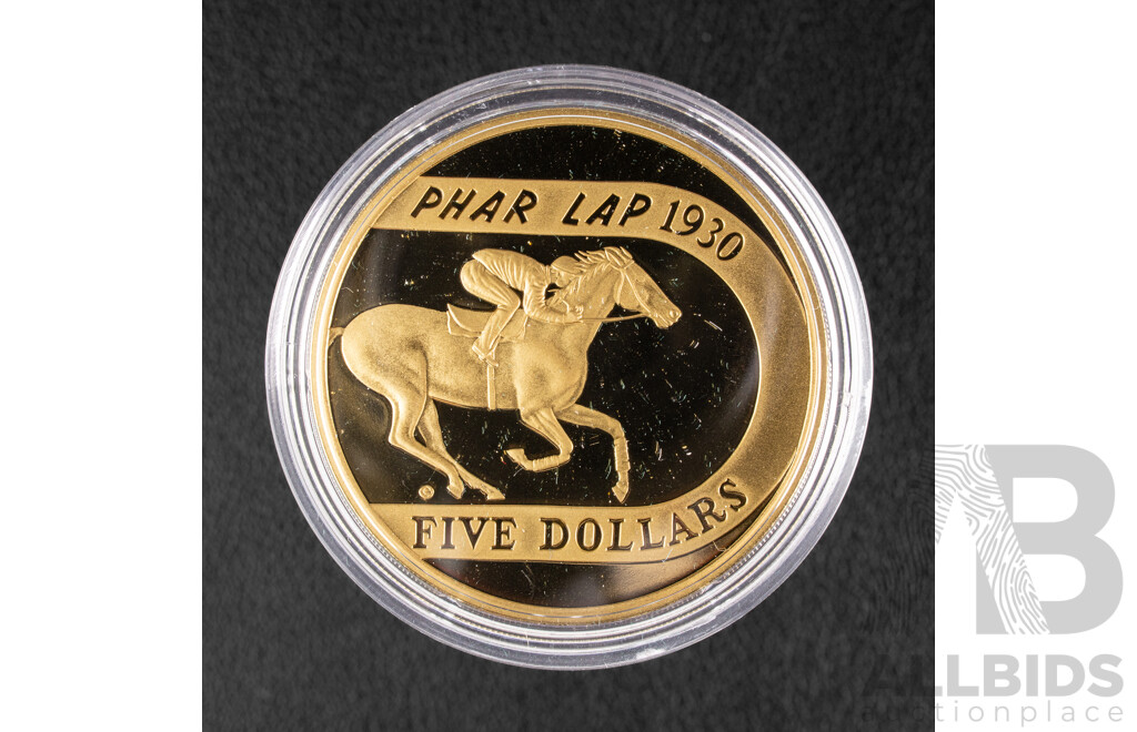 Australian 2005 Proof Five Dollar coin, Phar Lap Anniversary
