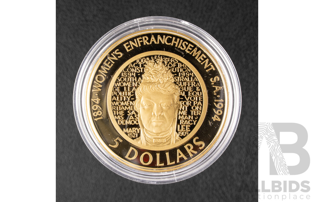 Australian 1994 Proof Five Dollar coin, Enfrichisement of Women.