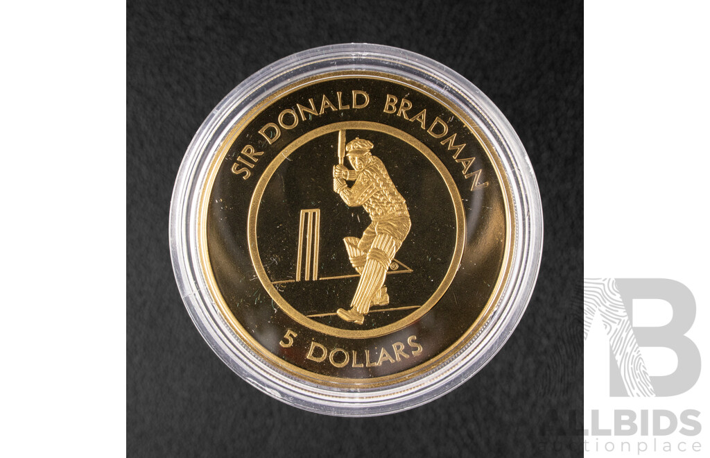 Australian 1996 Proof Five Dollar Coin, Donald Bradman.