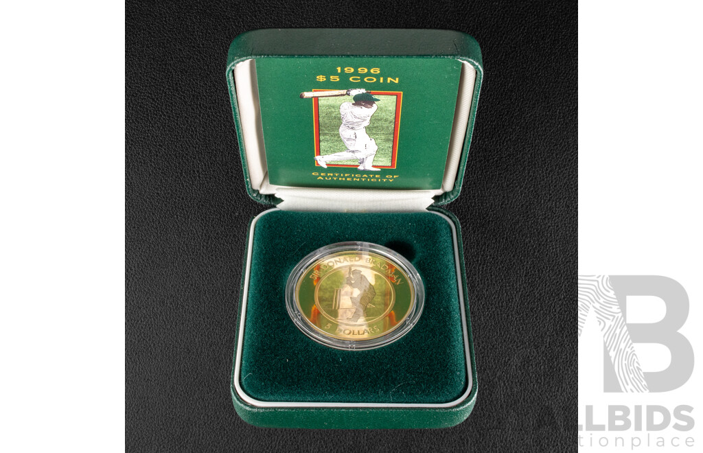 Australian 1996 Proof Five Dollar Coin, Donald Bradman.