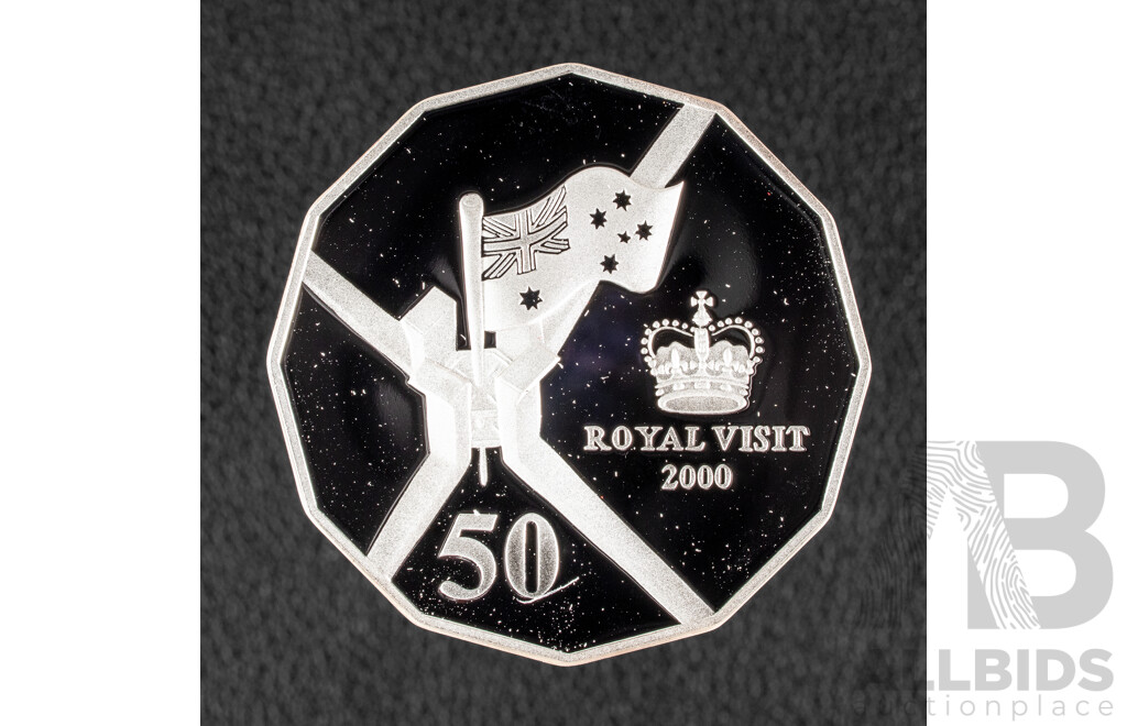 Australian RAM 2000 Silver Proof Fifty Cent Coin. Royal Visit .999