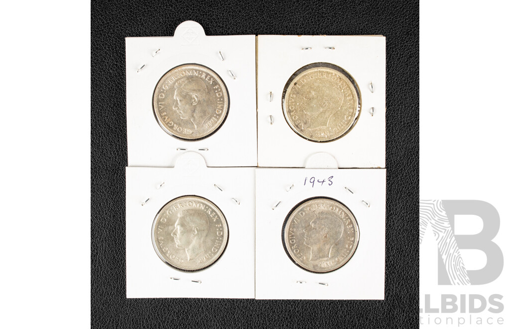 Australia King George Vl 1940, 1942, 1943, 1944 Florins