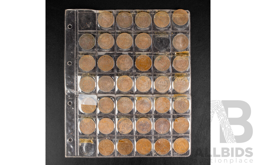 Thirty Nine Australian Pennies, Lacking 1910, 1925, 1930, 1946