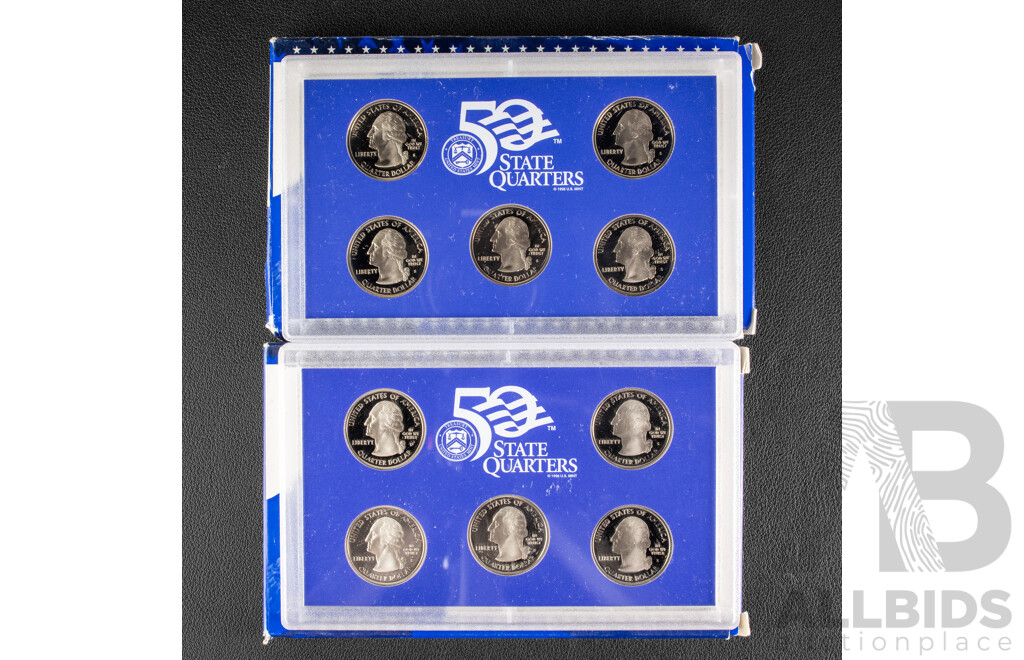 USA 2004 and 2005 Five Coin Proof Set of Quarters