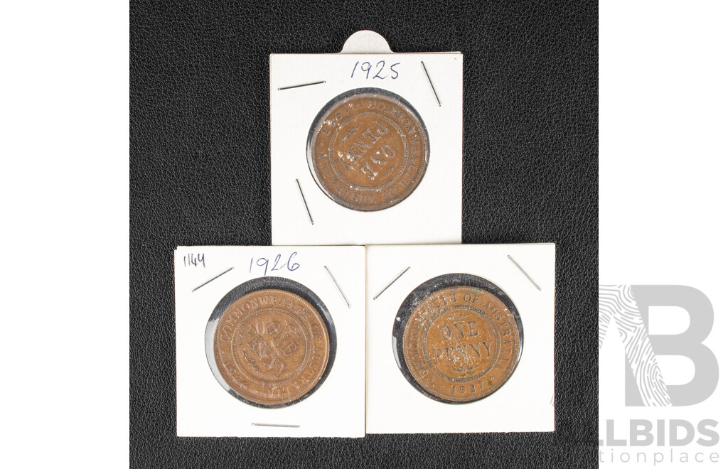 Australian 1925, 1926, 1927 Pennies