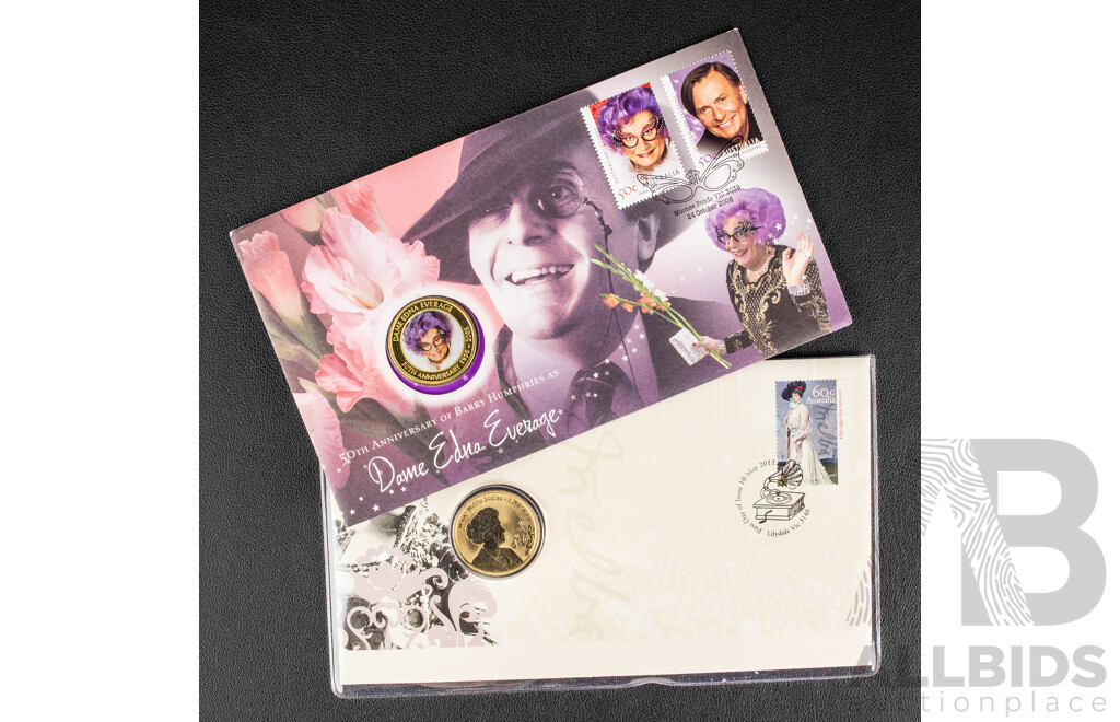 Australian Perth Mint 2006 Fifty Cent, Barry Humophries and One Dollar, Dame Nellie Melba