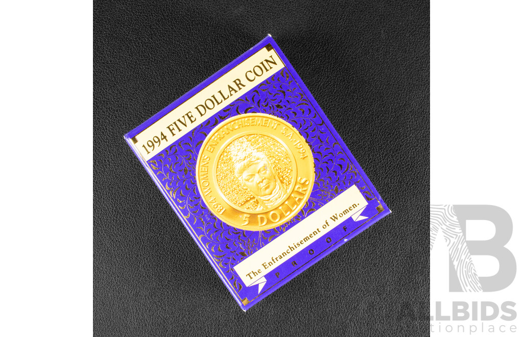 Australian RAM 1994 Proof Five Dollar Coin, Women Voting Rights