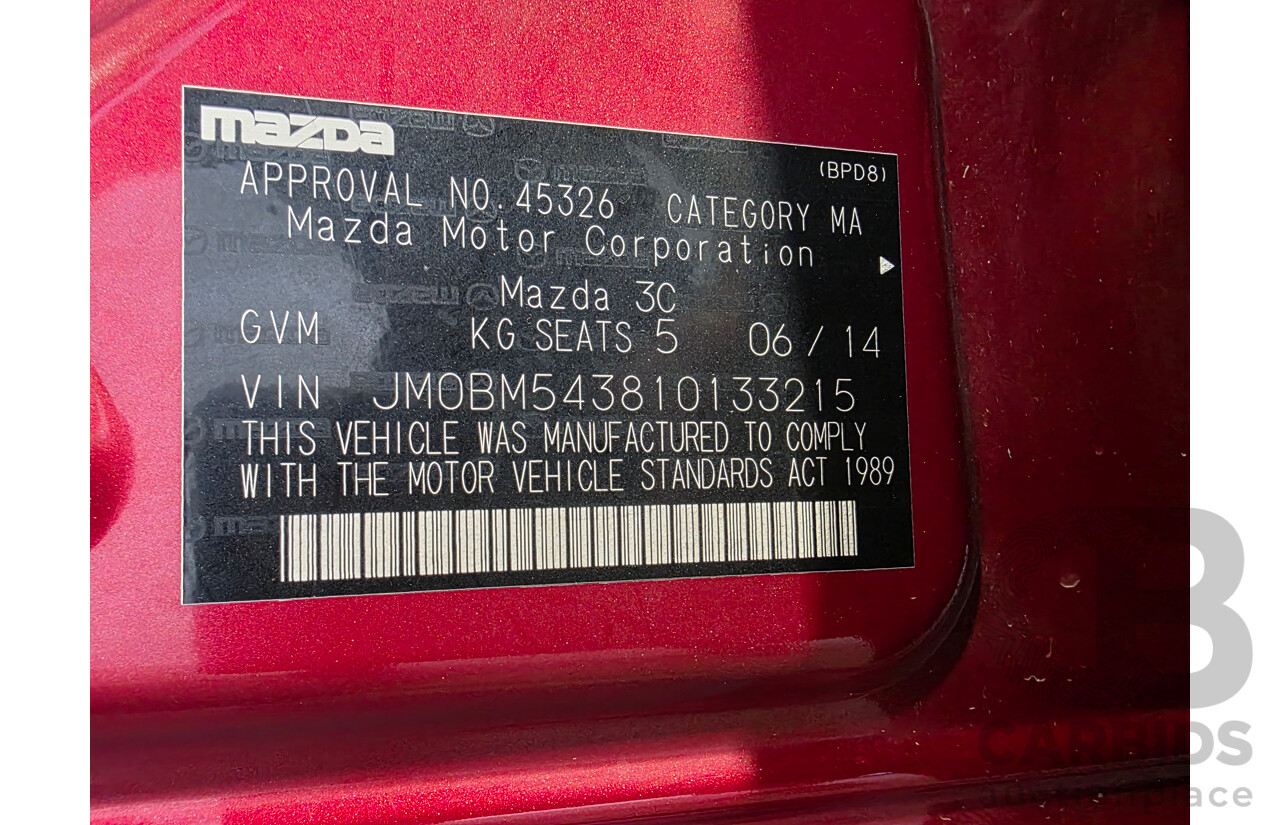 6/2014 Mazda 3 SP25 GT BM 5d Hatchback Red 2.5L