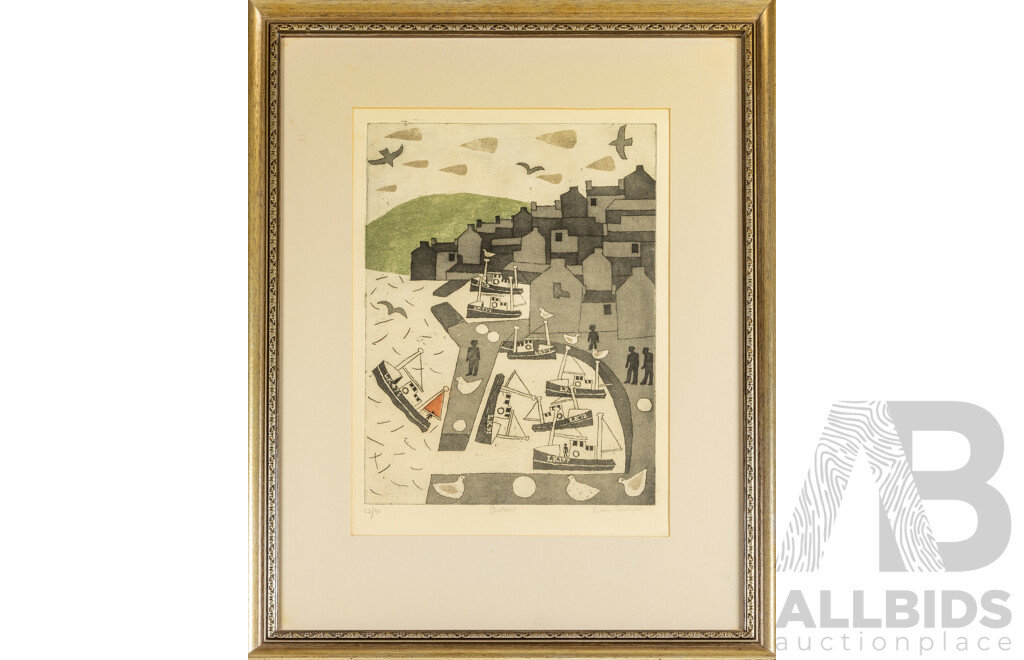 Julian Trevelyan (20th Century, British, 1910-1988), Shetland, Original Etching with Aquatint Colours, 82H x 64W cm (frame)